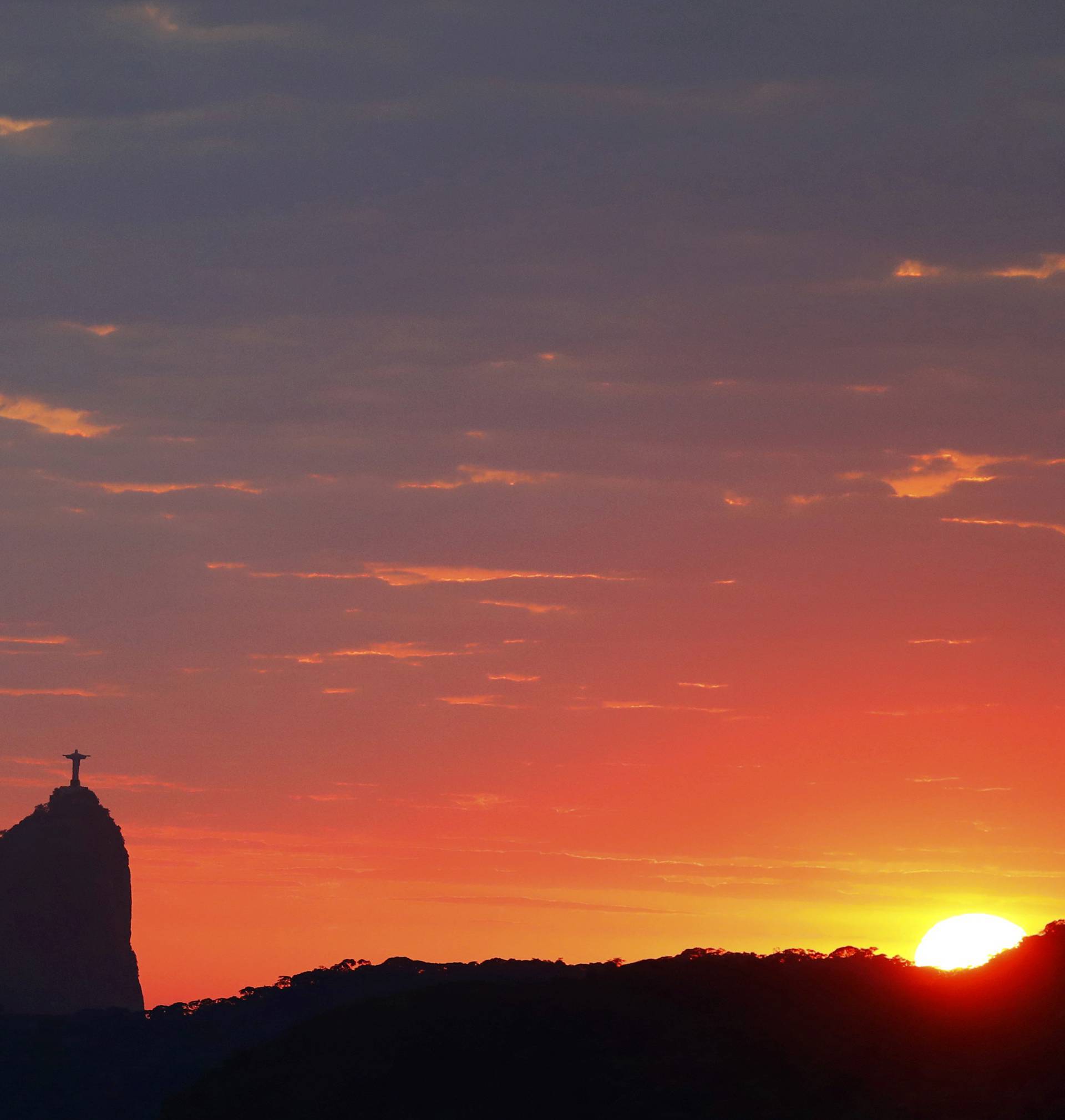 Jesus Christ the Redeemer during sunrise in Rio de Janeiro