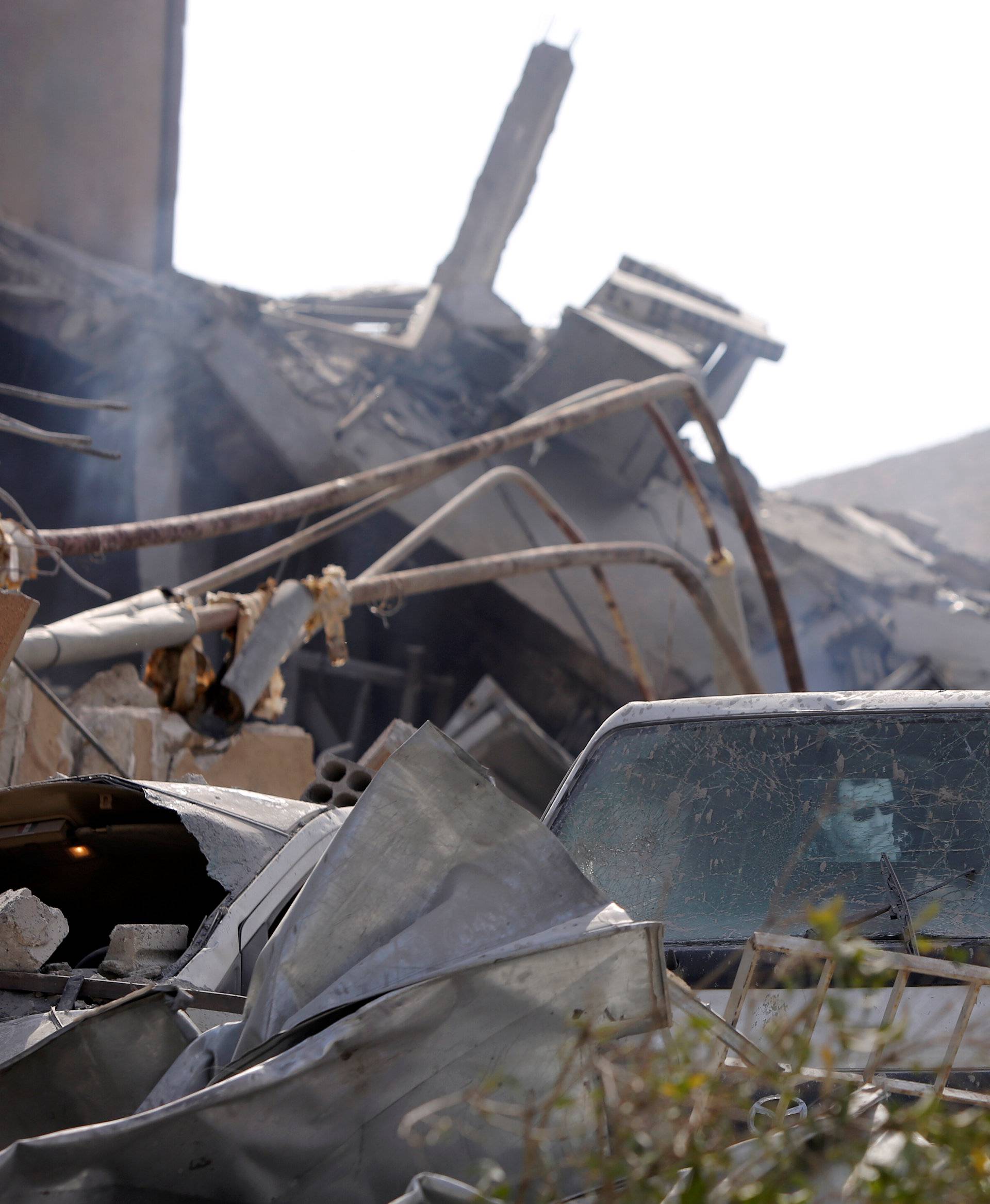 The destroyed Scientific Research Centre is seen in Damascus