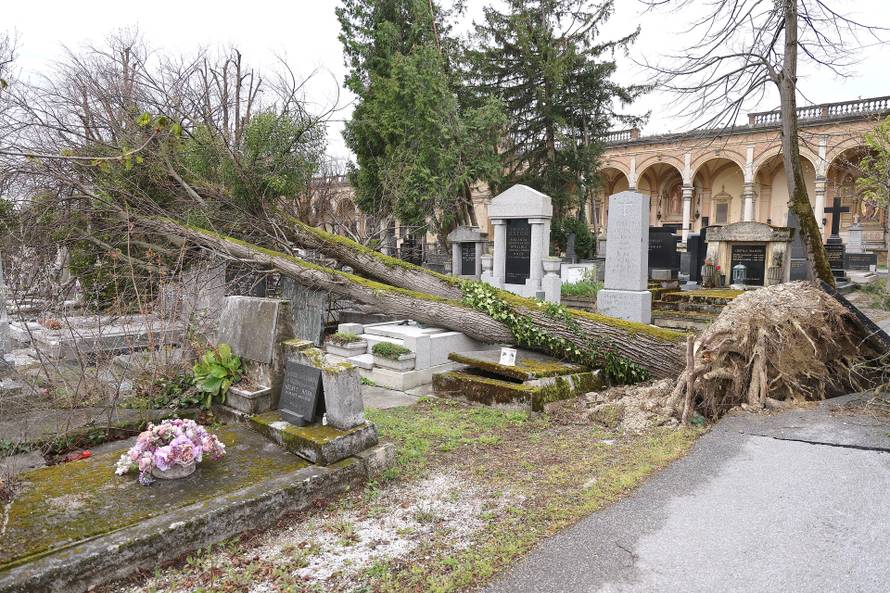 Zagreb: Posljedice velikog nevremena na Mirogoju