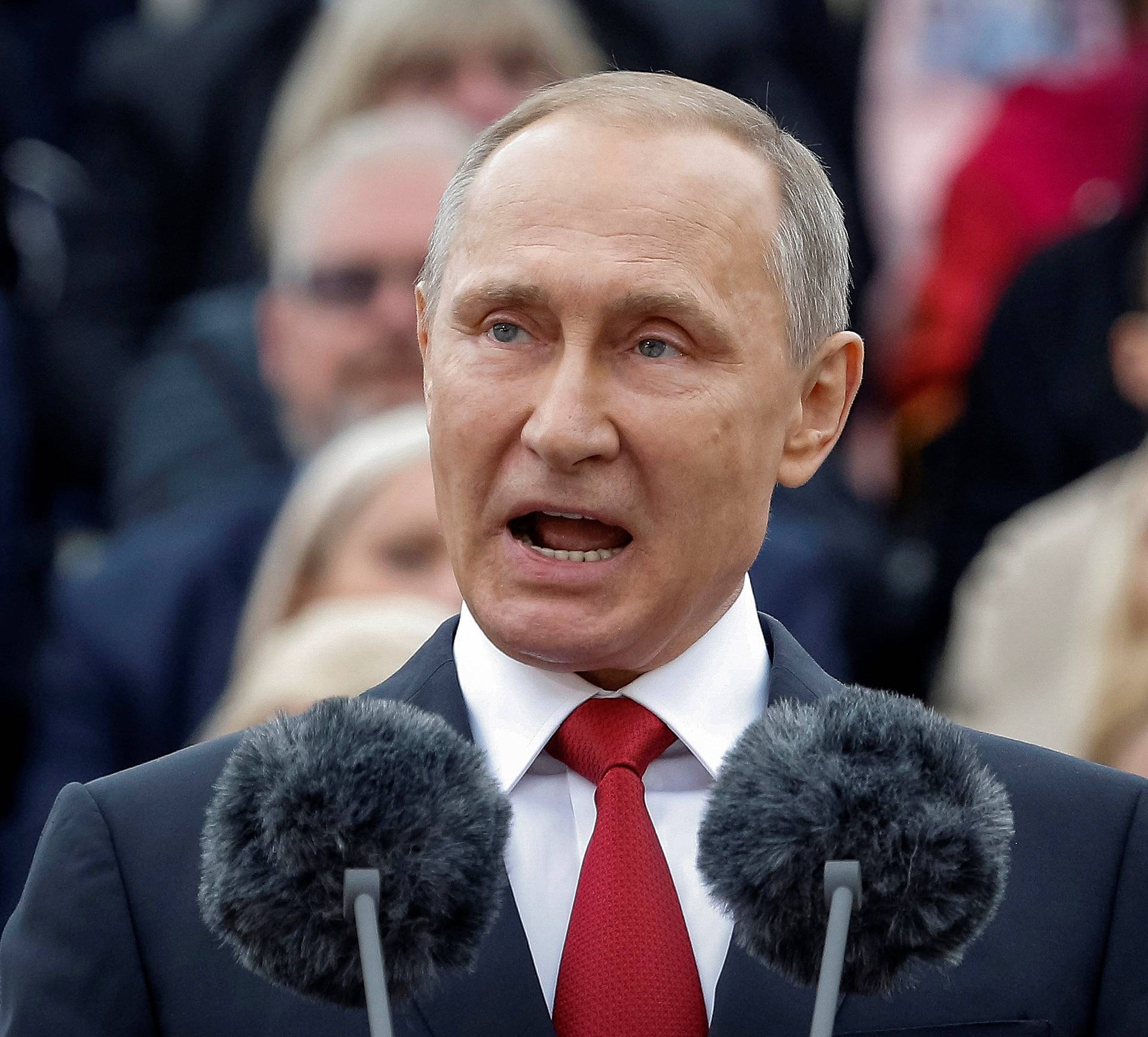 Russian President Vladimir Putin speaks during the celebrations for the City Day in Moscow