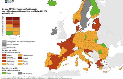 Hrvatska obala na ECDC korona karti više nije označena crveno