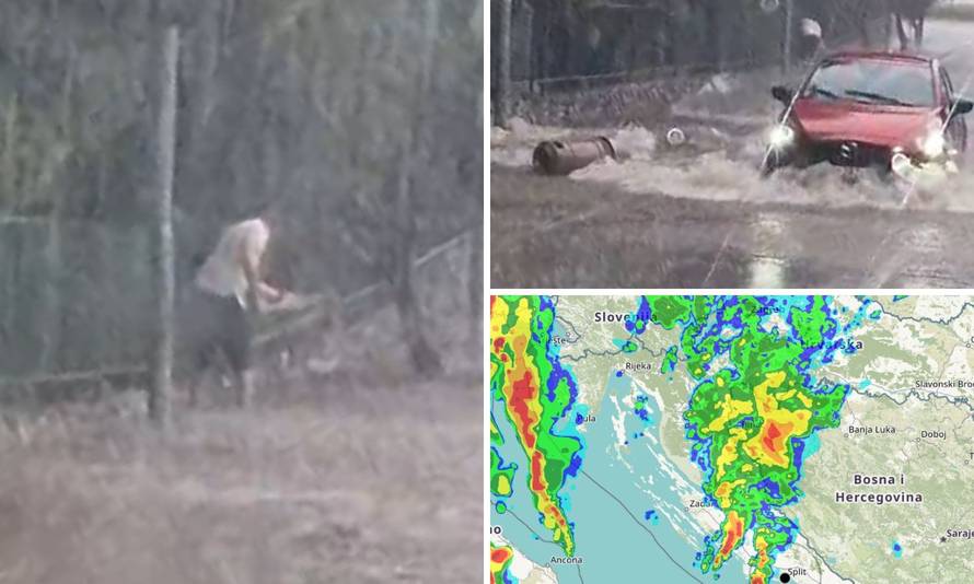 VIDEO Potop u Vodicama: Ima metar vode, čovjek macolom razbija ogradu samo da oteče...'