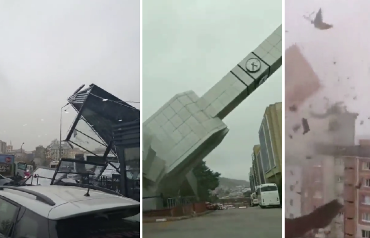 VIDEO Jak vjetar u Istanbulu srušio toranj, nosio krovove: 'Ovo je opasno, budite oprezni'