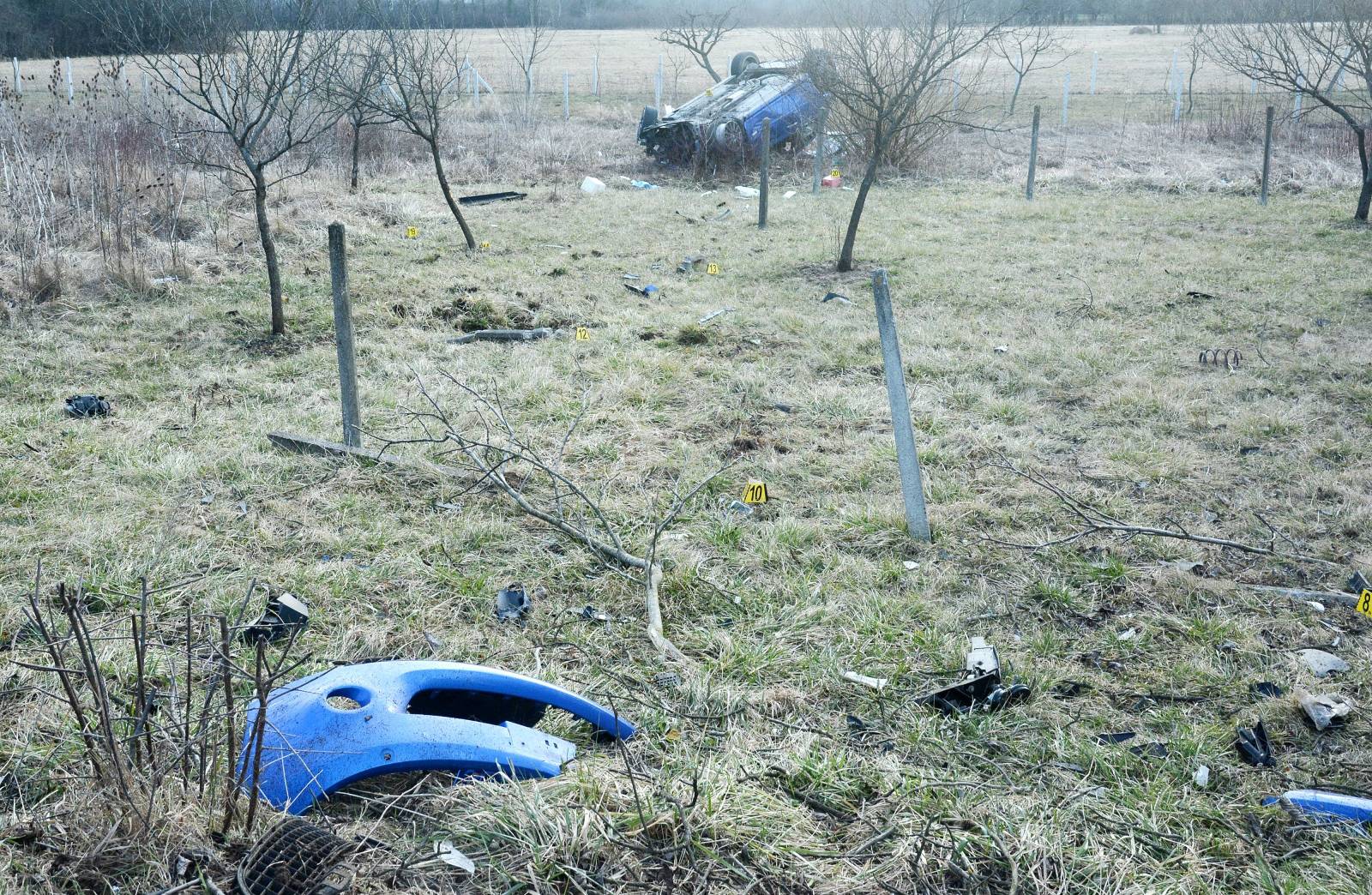 Sisak: Renault Clio zavrÅ¡io na livadi prevrnut na krovu 50-tak metara od prometnice