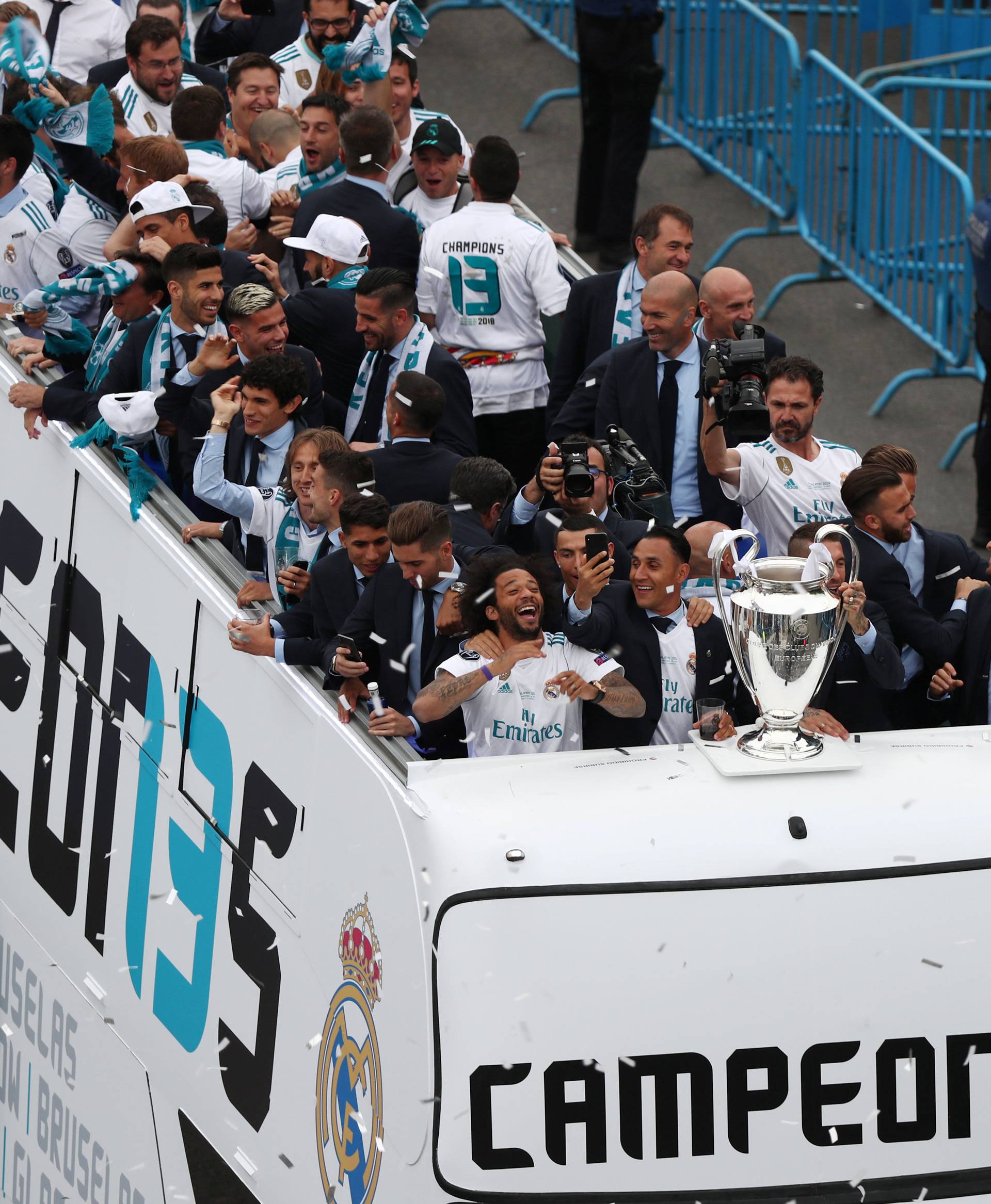 Real Madrid celebrate winning the Champions League Final