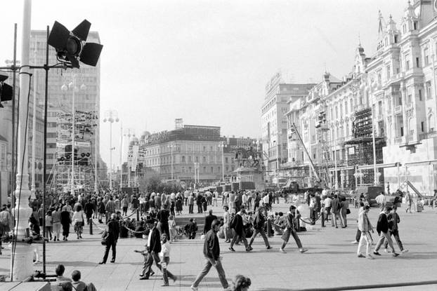 Zagreb: Pripreme za svečano otkrivanje vraćenog spomenika bana Jelačića, 14.10.1990.