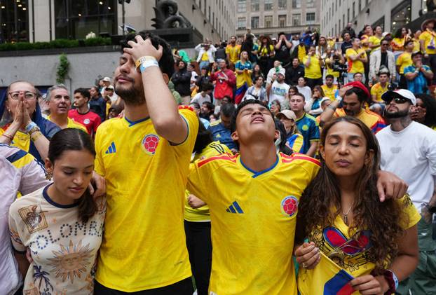 FIFA World Cup 2026 - Round of 16 - Switzerland v Colombia - Fans gather at the Rockefeller Center fan village