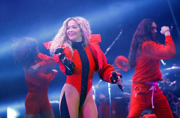 Singer Rita Ora preforms during celebration of the 10th anniversary of Kosovo