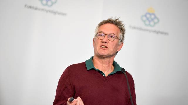 Anders Tegnell, the state epidemiologist of the Public Health Agency of Sweden speaks during a news conference about the daily update on the coronavirus disease (COVID-19) situation, in Stockholm