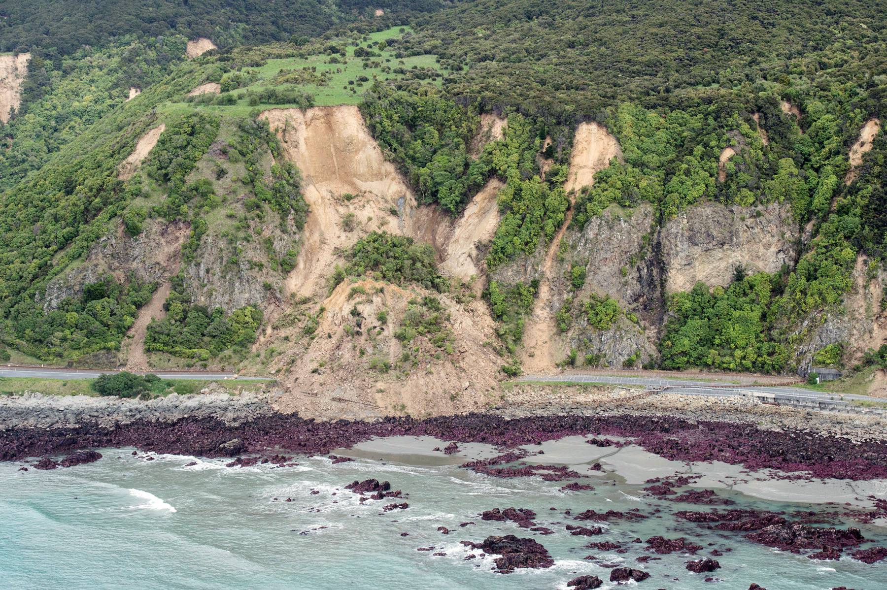 A railway track lies damaged across State Highway One near Kaikoura on the upper east coast of New Zealand's South Island following an earthquake