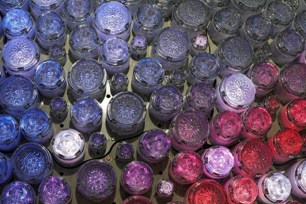 A newly created New Year's eve ball is raised for the first time above One Times Square ahead of the New Year's Eve ball drop in New York