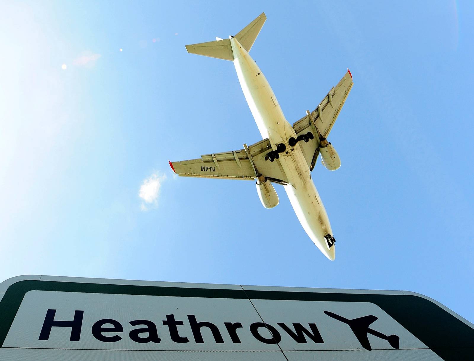 FILE PHOTO: An aircraft comes in to land at Heathrow Airport in west London