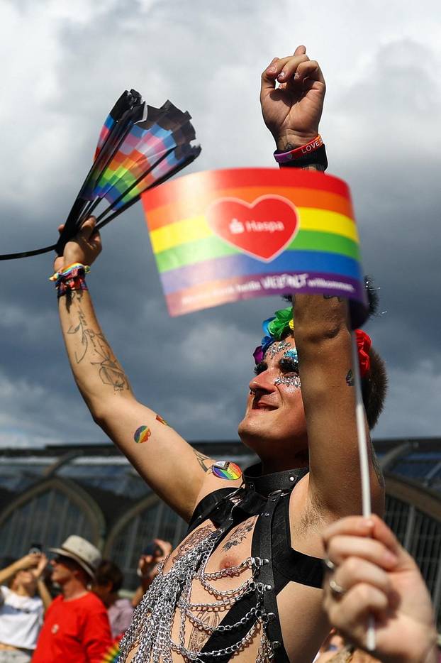 Revellers attend the annual Christopher Street Day (CSD) LGBTQ+ Pride demonstration, in Hamburg