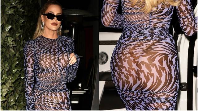 Khloe Kardashian je u prozirnoj haljini  stigla na rođendansku zabavu i guzom mamila poglede