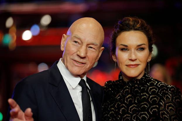 Actor Patrick Stewart and his wife Sunny Ozel arrive for the screening of the movie 'Logan' at the 67th Berlinale International Film Festival in Berlin