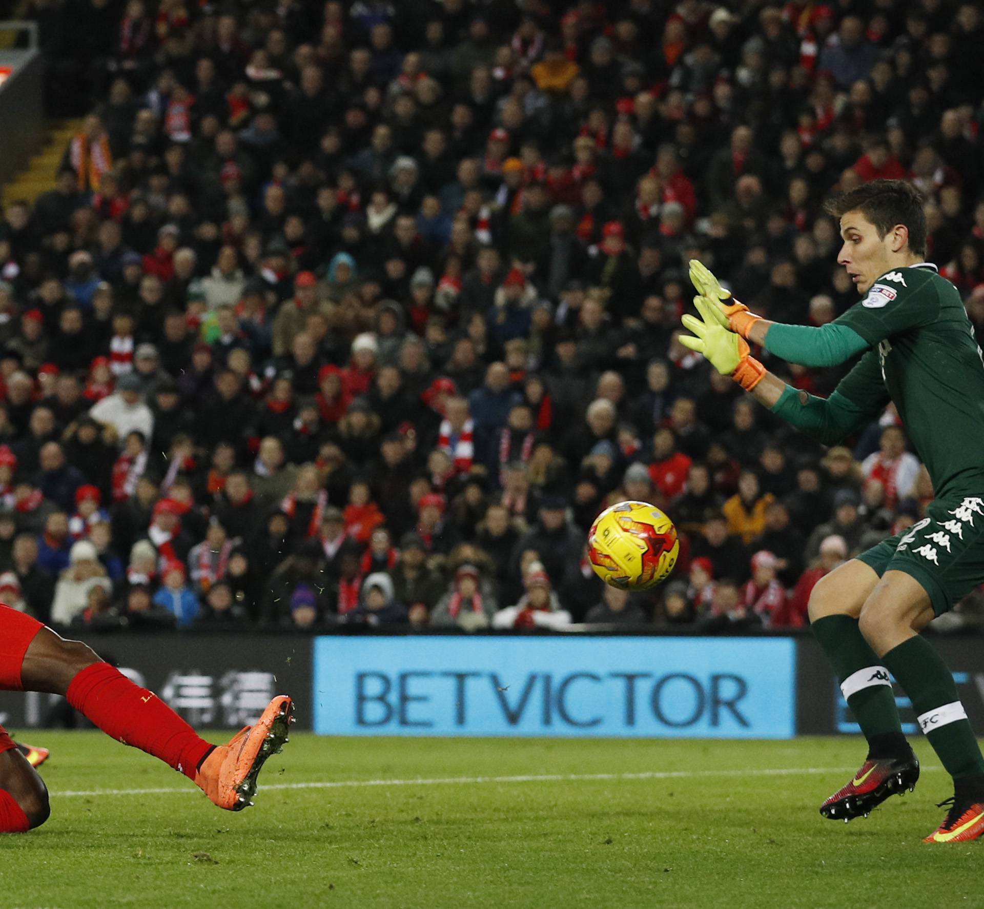 Liverpool's Divock Origi scores their first goal