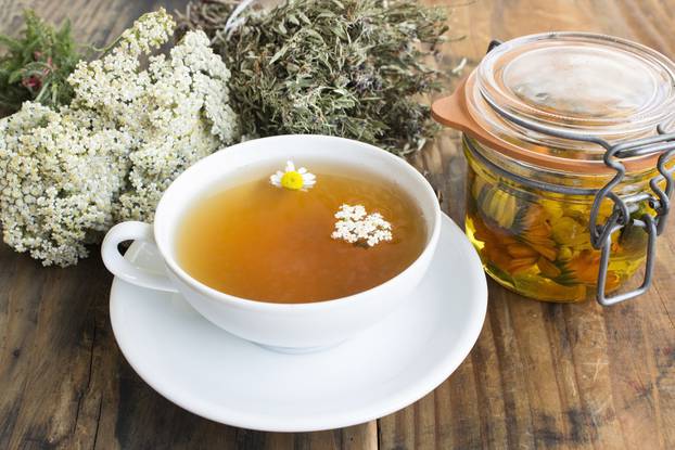 Herbal Medicine, Tea, Yarrow, Savory, Chamomile and Calendula Oil