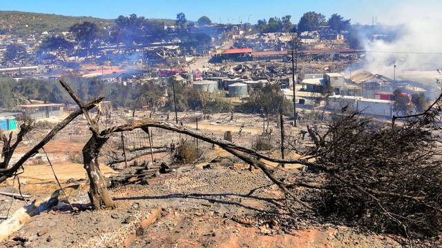 Fire in refugee camp Moria on Lesbos