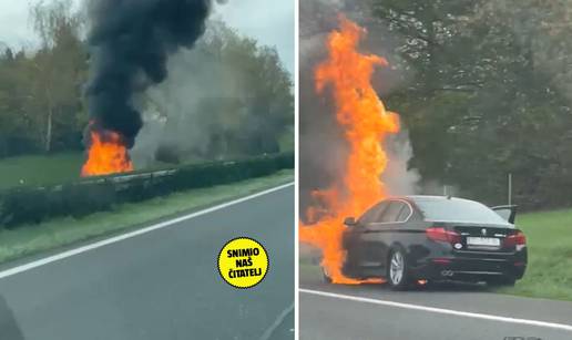 VIDEO Buktinja na A1: Zapalio se BMW kod Donje Zdenčine