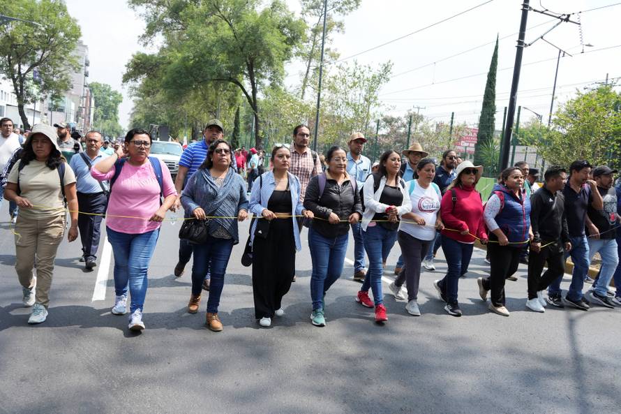 Protest march ahead of the opening match of the 2026 FIFA World Cup, in Mexico City
