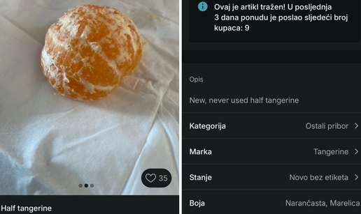 Hit oglas na Vintedu: 'Novo, bez etikete! Prodajem pola oguljene mandarine za 50 eura'