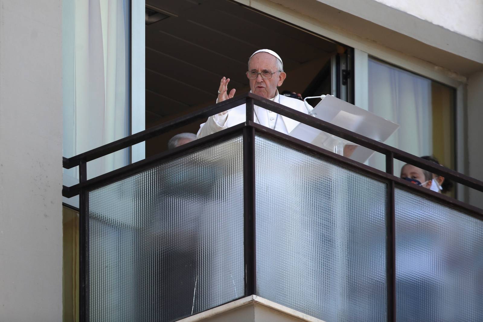 Pope Francis leads the Angelus prayer from Gemelli hospital in Rome