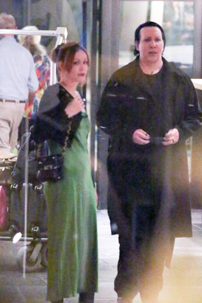 *EXCLUSIVE* Marilyn Manson and wife Lindsay Usich make a very rare outing to grab dinner in Hollywood!