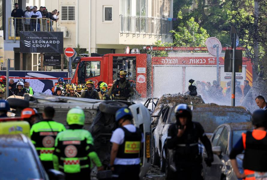 Aftermath of Iranian missile barrages in central Israel