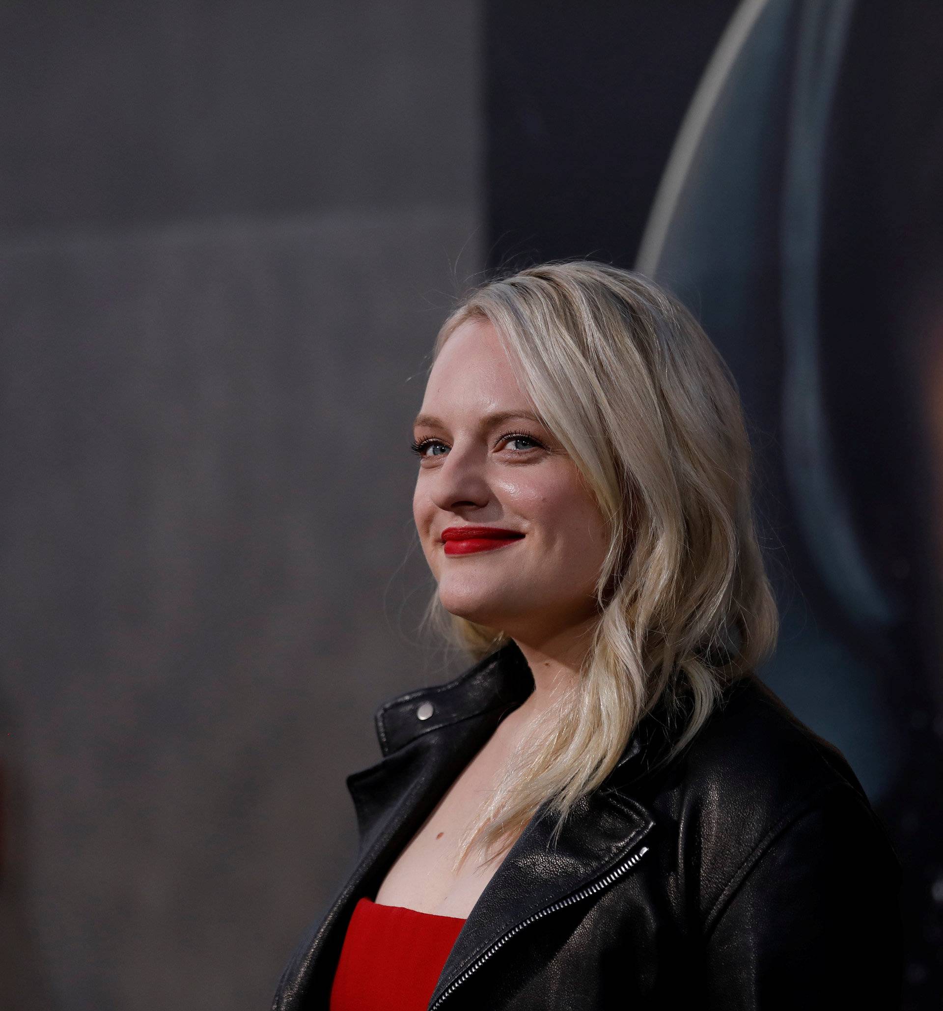 Cast member Moss poses at the premiere for the second season of the television series "The Handmaid's Tale" in Los Angeles