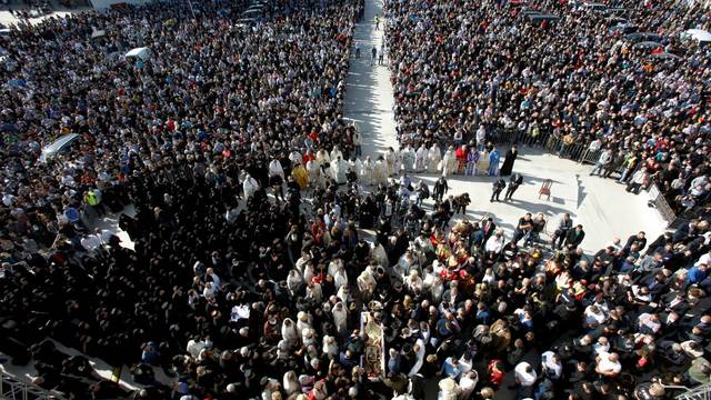 The funeral of Metropolitan Amfilohije Radovic, the top cleric of the Serbian Orthodox Church in Montenegro, in Podgorica