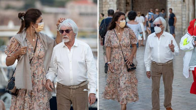 Bernie Ecclestone (90) i supruga (44) šetaju Stradunom; Dok je hodao, ona mu popravljala kosu