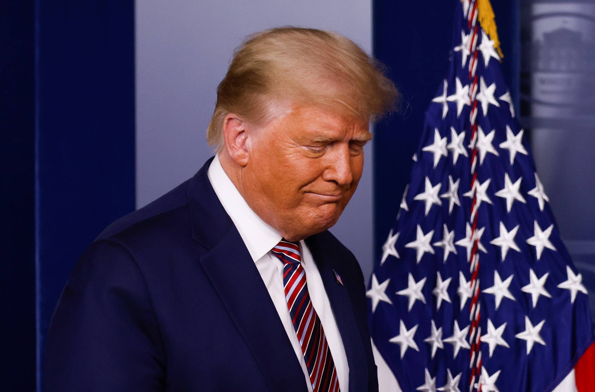 U.S. President Trump speaks to reporters about the 2020 presidential election at the White House in Washington