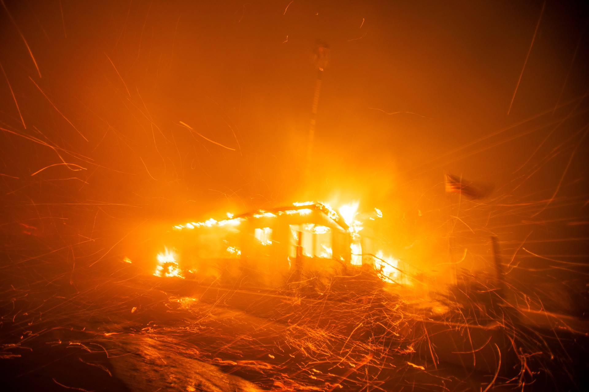 Palisades Fire burns during a windstorm on the west side of Los Angeles