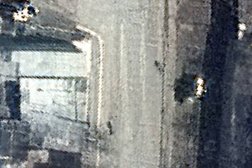 A satellite image shows dead bodies on Yablonska Street in Bucha