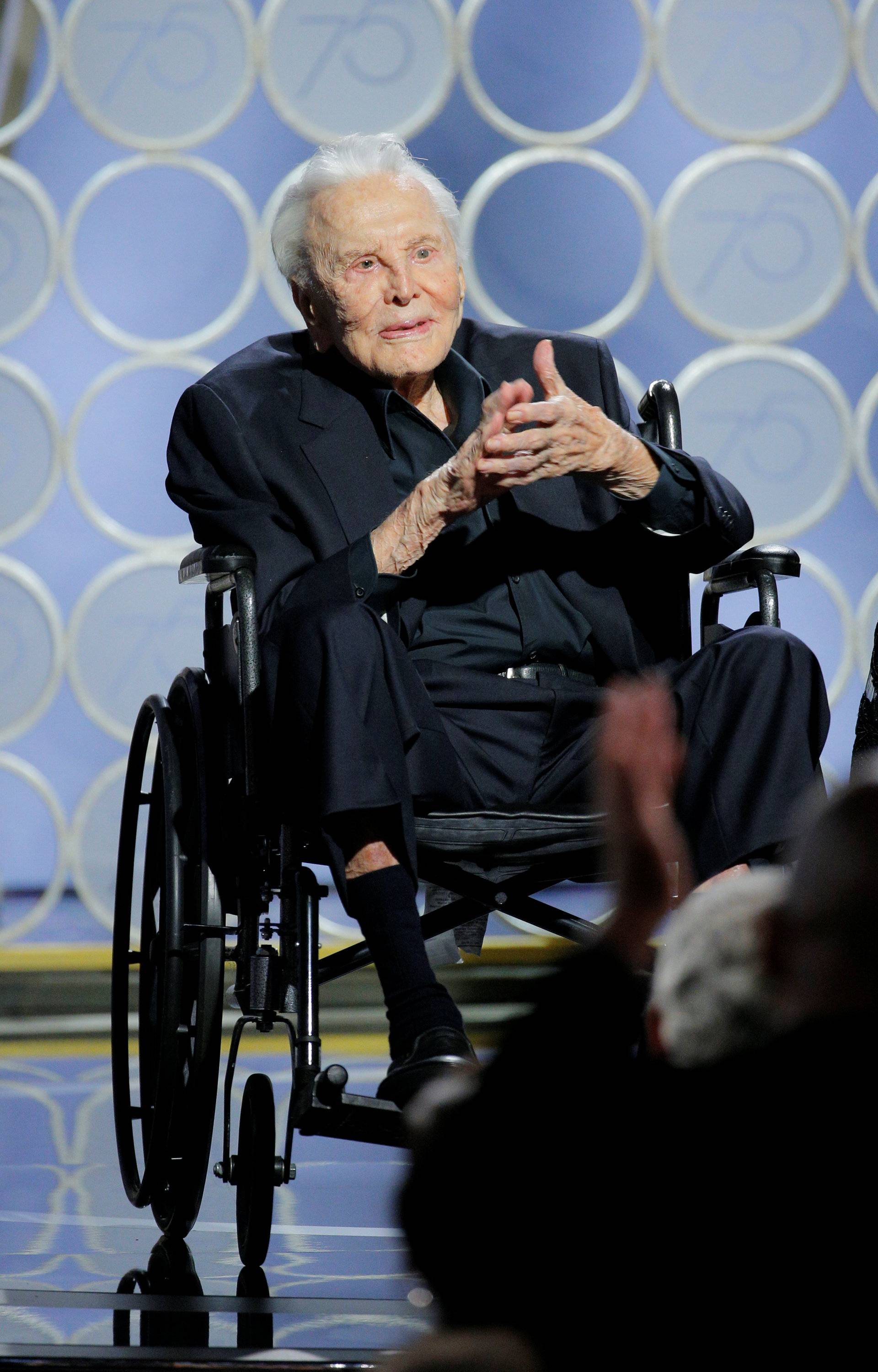 Presenter Kirk Douglas at the 75th Golden Globe Awards in Beverly Hills, California