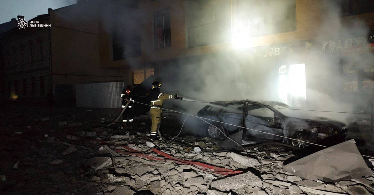 Aftermath of a Russian drone and missile attack in Lviv