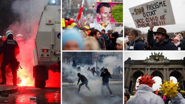 Tisuće prosvjednika na ulicama Bruxellesa protiv covid mjera: Bacaju baljke, policija suzavce