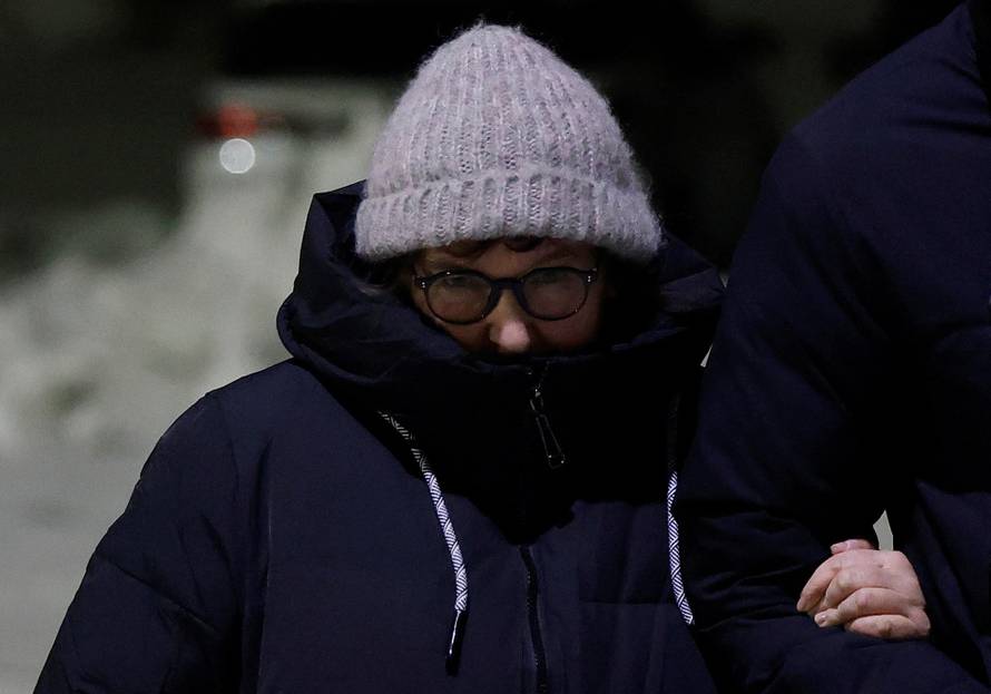 Mother of Alexei Navalny leaves the regional department of Russia's Investigative Committee in Salekhard