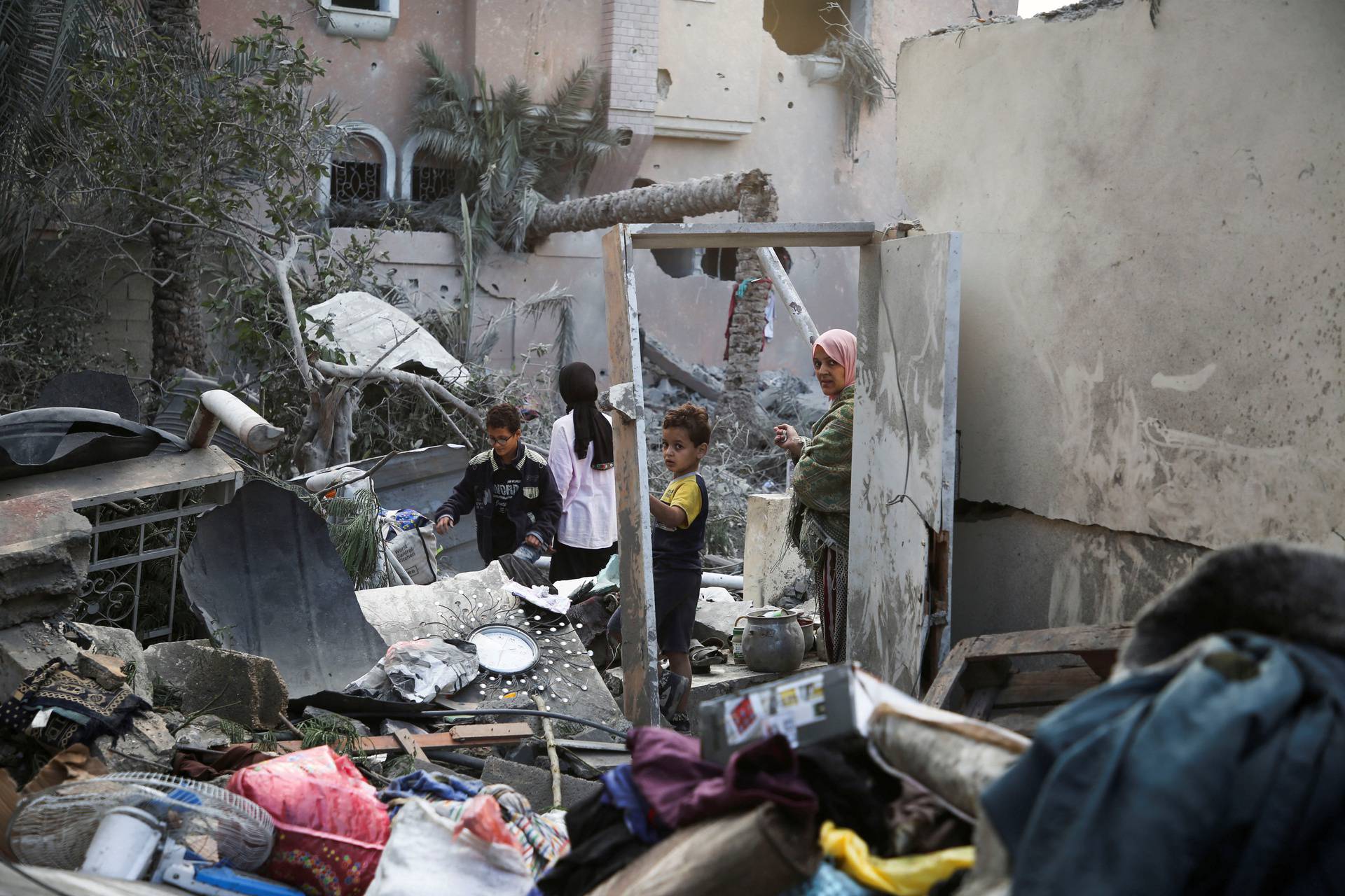 Site of Israeli strikes on houses, in Khan Younis in the southern Gaza Strip