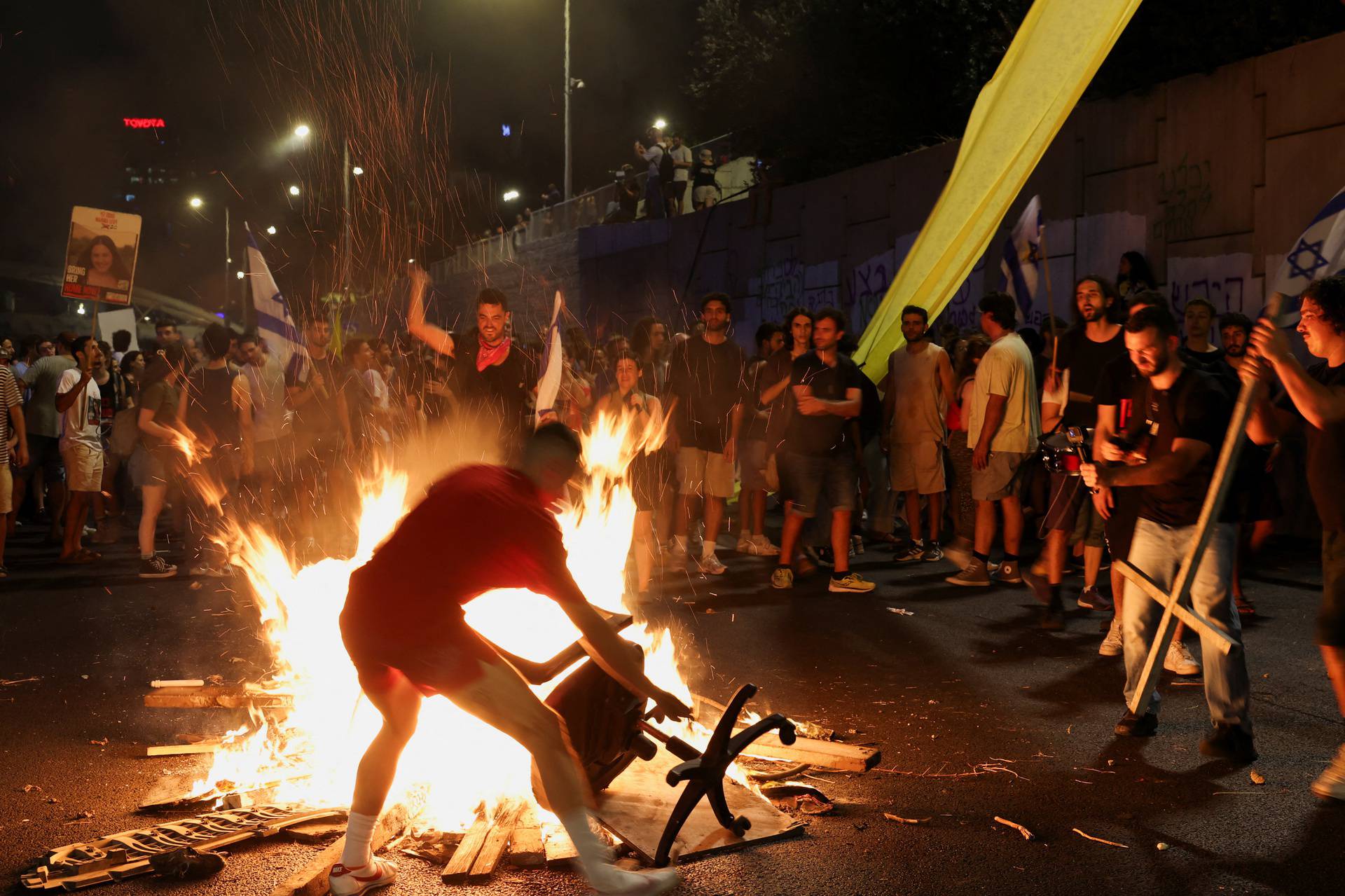 Protest against the government and in support for the hostages who were kidnapped during the deadly October 7 attack, in Tel Aviv