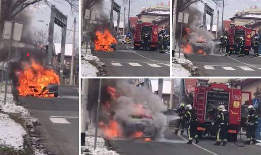 Video: Zapalio se auto u vožnji na zagrebačkim Srednjacima