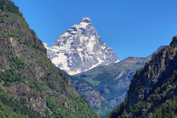 View of the Matterhorn (Cervino) in a beautiful summer day, Italy