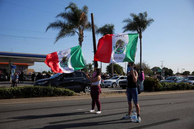 Protest following multiple detentions by Immigration and Customs Enforcement (ICE), in Paramount