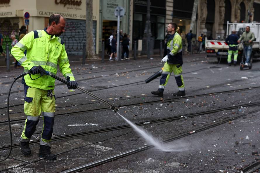 Aftermath of clashes during a national day of protests against the cost of living and rising fuel prices, in Marseille