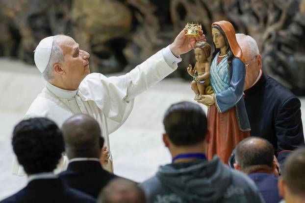 Pope Leo XIV holds an audience for the Jubilee of the Roma, Sinti and Travelling Peoples in Paul VI Hall at the Vatican