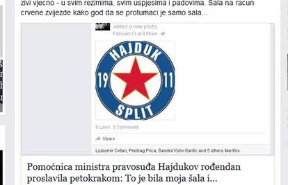 Pomoćnica ministra slavila je rođendan Hajduka petokrakom