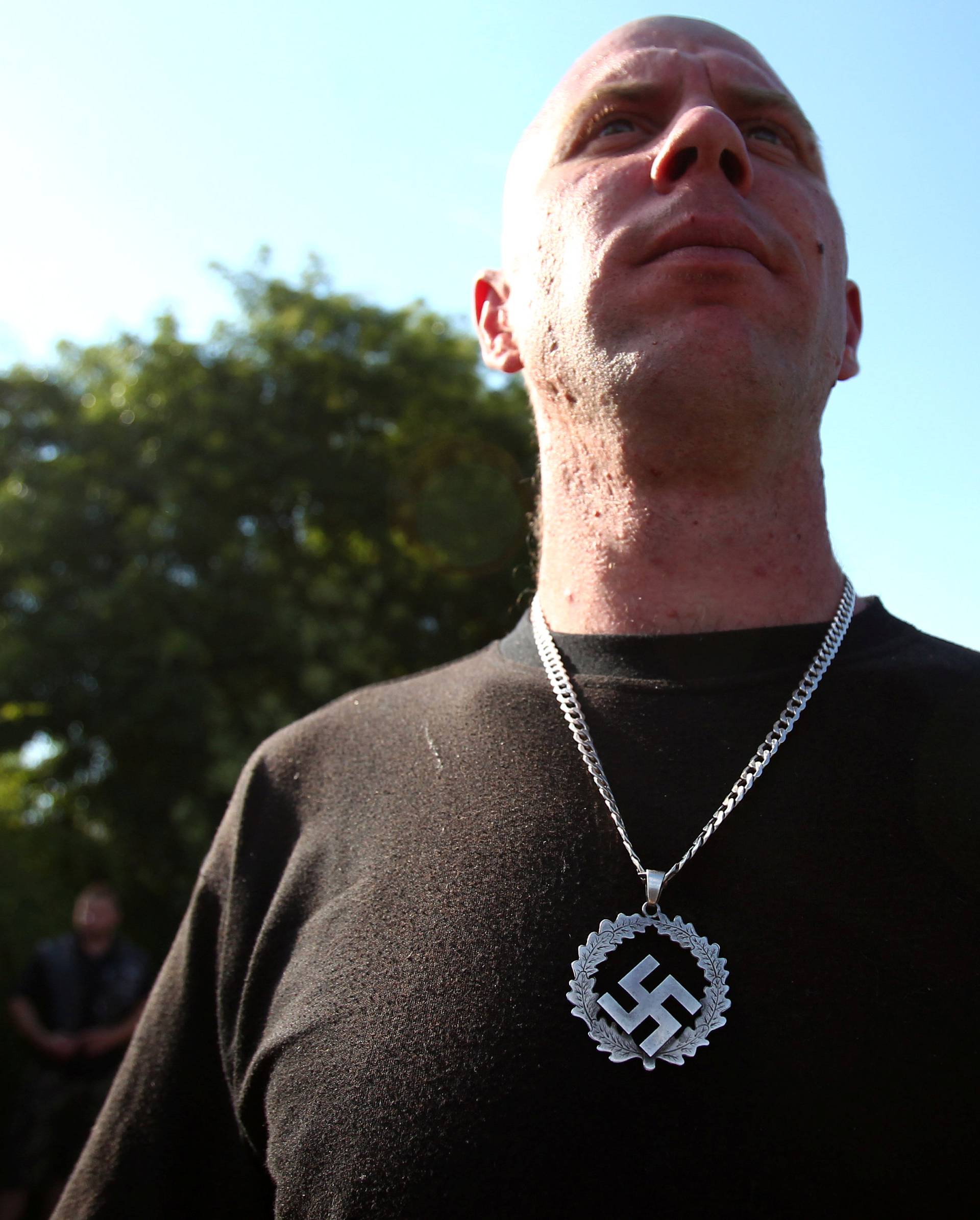 An activist of a new Hungarian extreme right group attends the launch of their new movement, to be called Force and Determination, at a rally in Vecses