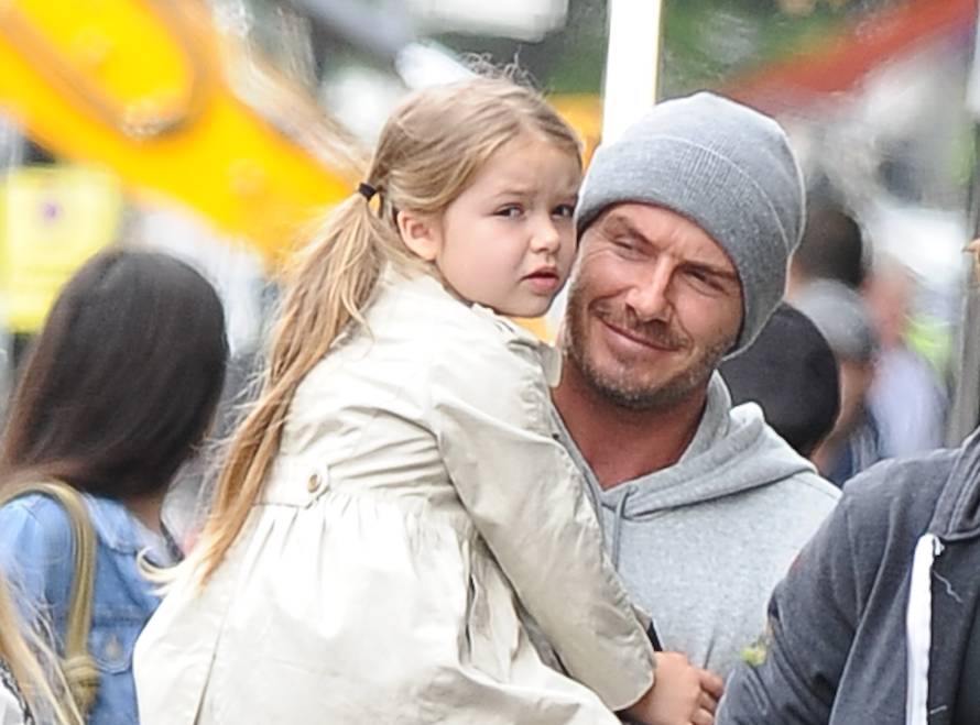 EXCLUSIVE David Beckham, Harper & Brooklyn Beckham are seen out at Grainger & Co restaurant in Notting Hill today, david looked happy with the kids as he treated them to Lunch, David was seen taking off on