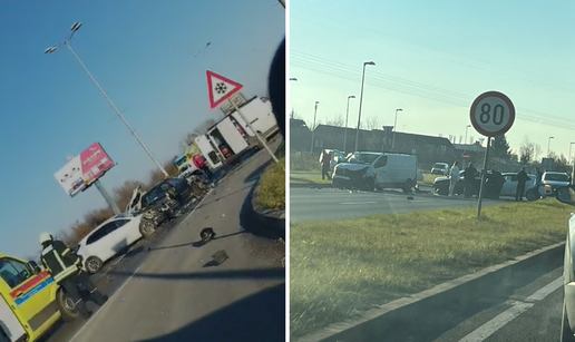 VIDEO Teška prometna nesreća u Zagrebu: Sudarili se tri auta, jedan kombi i vatrogasno vozilo