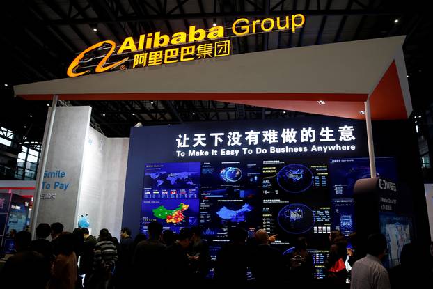 FILE PHOTO: A sign of Alibaba Group is seen during the third annual World Internet Conference in Wuzhen town of Jiaxing